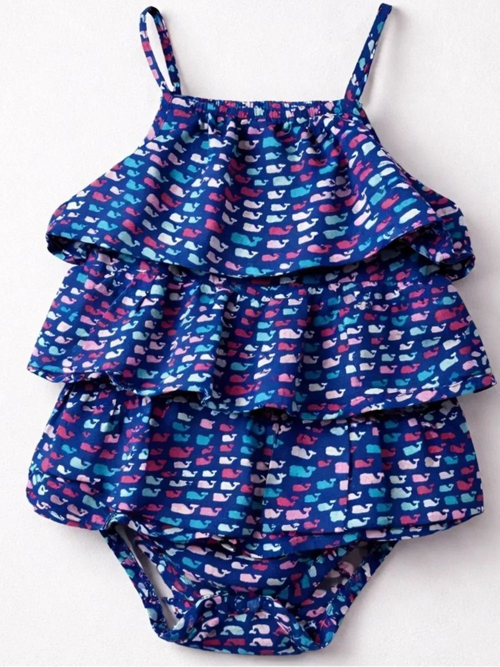 Vineyard vines for Target navy multicolored whale tiered dress with bodysuit
